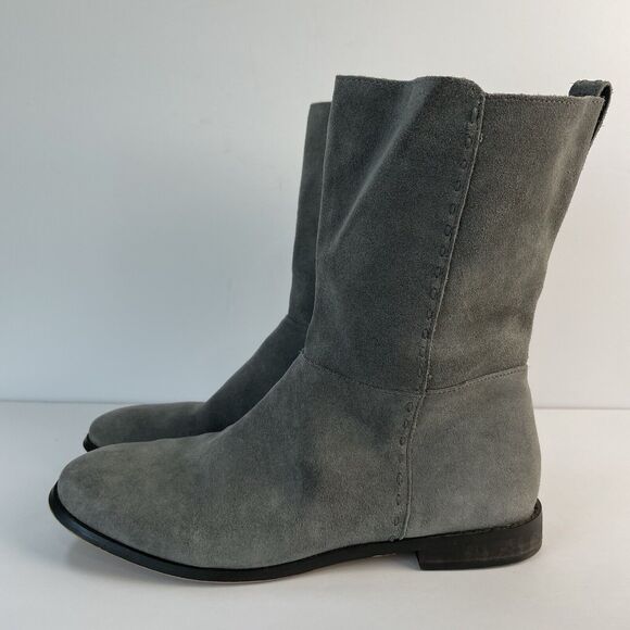 LANDS END | Warm Graphite Suede Leather Flat 9" Shaft Women's Boots Size 9 1/2 D - Picture 1 of 10